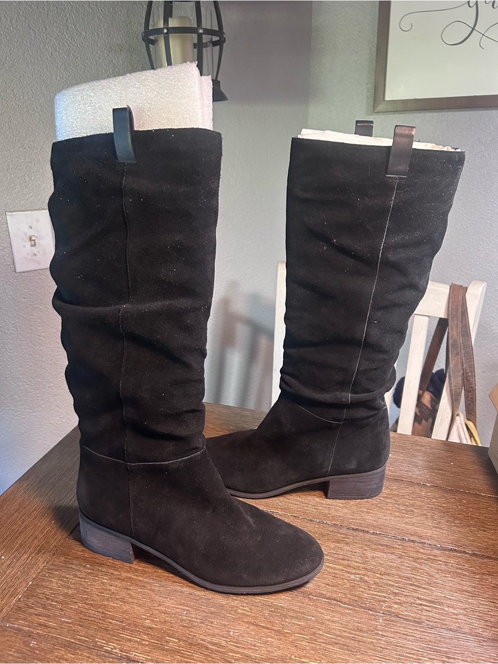 Traffic slouch 100% genuine suede leather knee high boots size 9.5